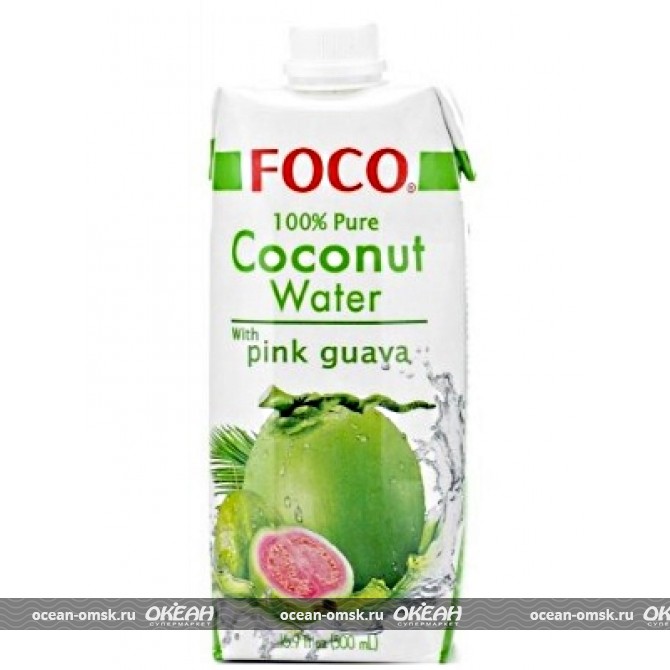 Вода кокосовая Фокос розовой гуавой 0,33мл